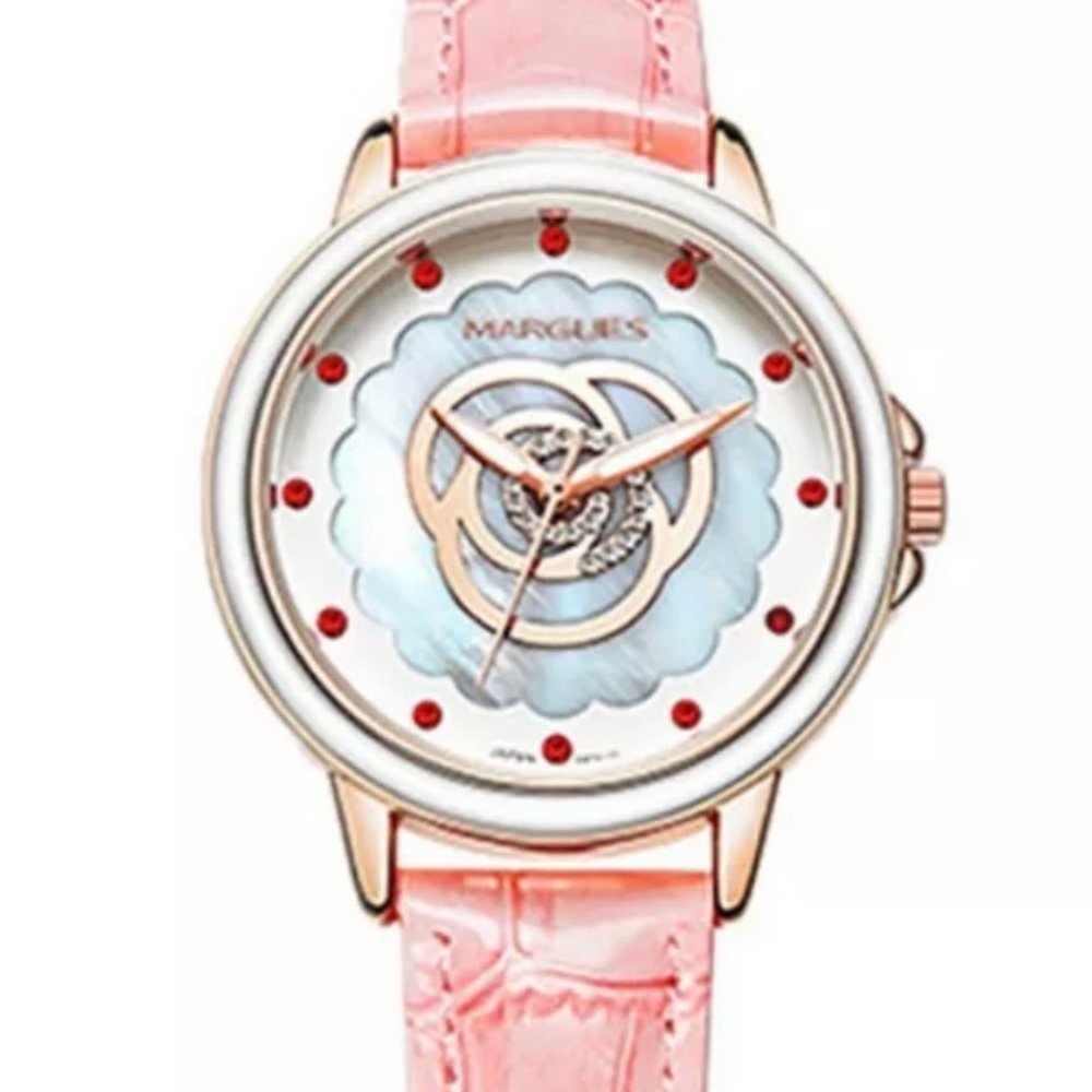 RARE Women’s pink crystal leather watch